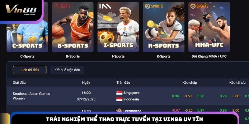 Trải nghiệm thể thao trực tuyến tại VIN88 uy tín